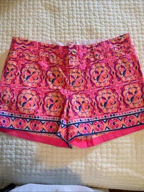 Lilly Pulitzer Pink Orange Tile-Print Breezy Shorts